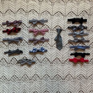 Boy Adjustable Bow Ties and Necktie Set - Assorted Colors 17 Count Gently Used